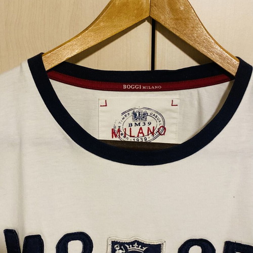 Boggi Milano men's cotton t-shirt like new, white and blue