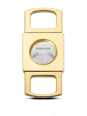 Cigarloong double stainless steel cigar cutter with bright gold finish new