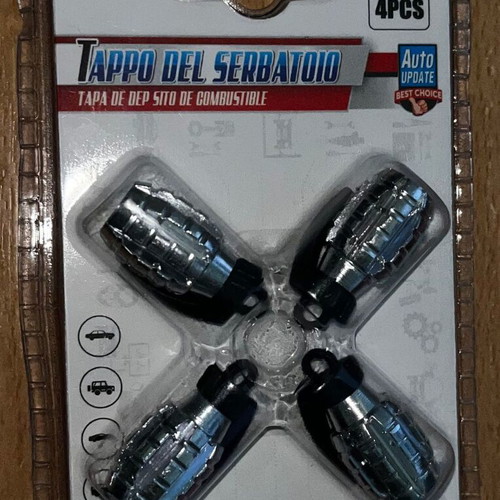 Valve caps grenade shape silver 4pcs new