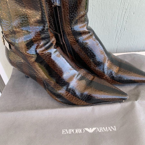 Emporio Armani ankle boots used, animal print patent leather size 38
