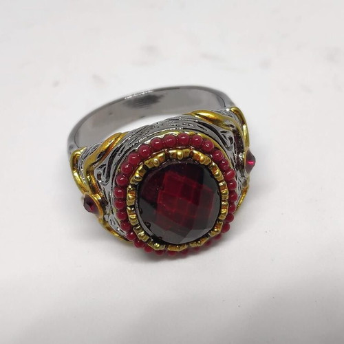 Men's ring with large red stone