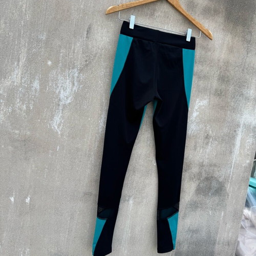 Legging Simart used with mesh panels, size S-M, black and turquoise