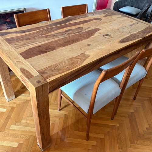 Solid wood dining table with 4 chairs