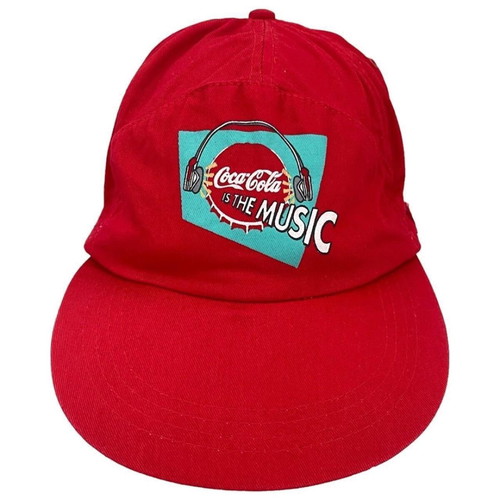 Coca Cola In The Music vintage cap elastic back hat 80s 90s rare like new