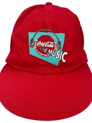 Coca Cola In The Music vintage cap elastic back hat 80s 90s rare like new