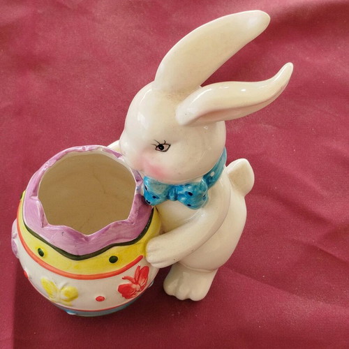 Porcelain Bunny Egg Holder new with spring designs