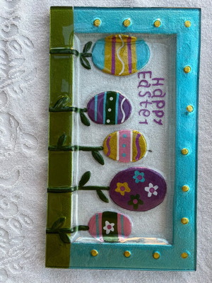 Γυάλινο πιάτο χειροποίητο πασχαλινό καινούργιο