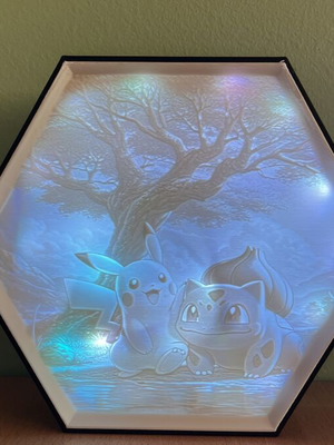 3D Printed Pokémon Lightbox like new with Pikachu and Bulbasaur