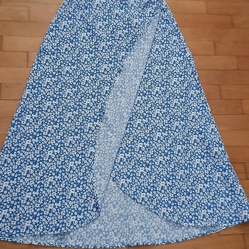 Shein blue long skirt with white floral design size Small like new