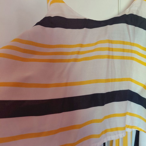 Striped maxi dress FJO 100% viscose like new, white yellow blue