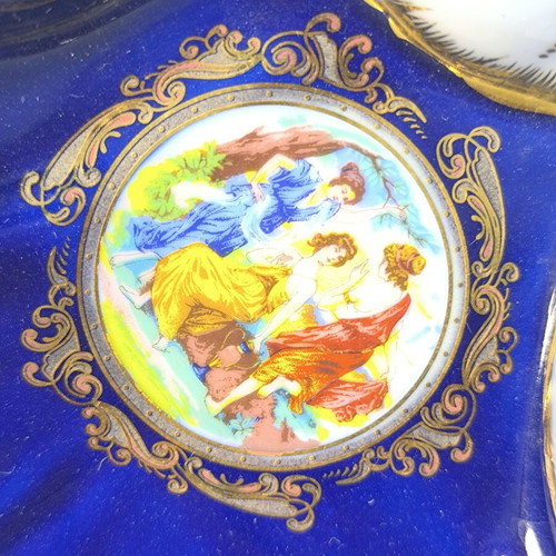 Vintage Limoges porcelain serving plate with cobalt blue and gold details like new