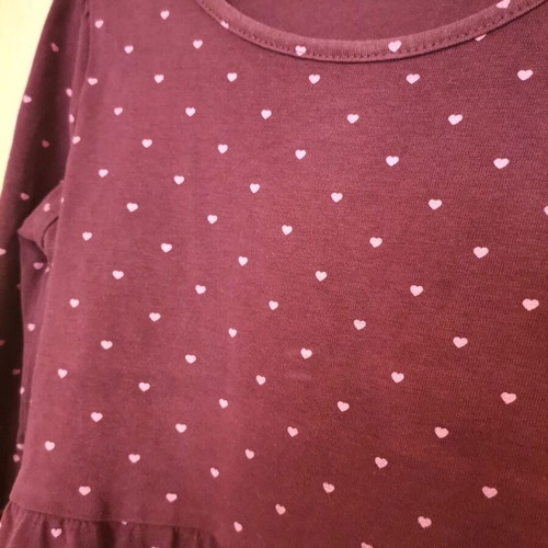 H&M cotton dress used burgundy with hearts for ages 4-6