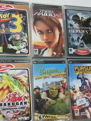 PSP παιχνίδια μεταχειρισμένα, πλήρες σετ με 2 φθαρμένες θήκες