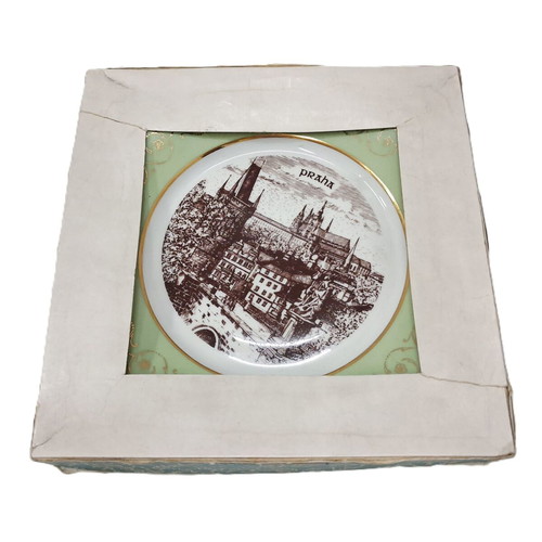 MZ Czechoslovakia Porcelain Plate Praha New, 20 cm in Original Box