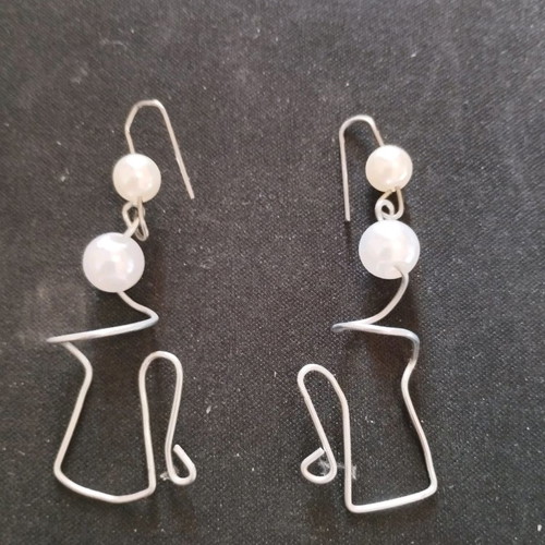 Earrings Kanata with pearls new handmade stainless steel
