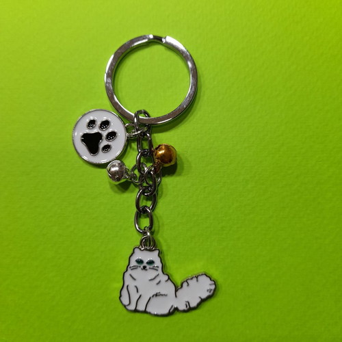 Keychain white cat paw new