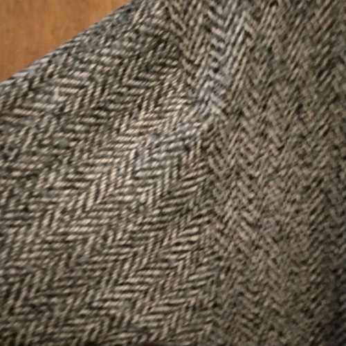 Herringbone beige-brown coat like new with lapel collar and belt
