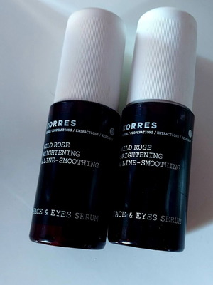 Serum Korres Wild Rose για ματιά και πρόσωπο, καινούργιο και ελαφρώς χρησιμοποιημένο, 2x30ml