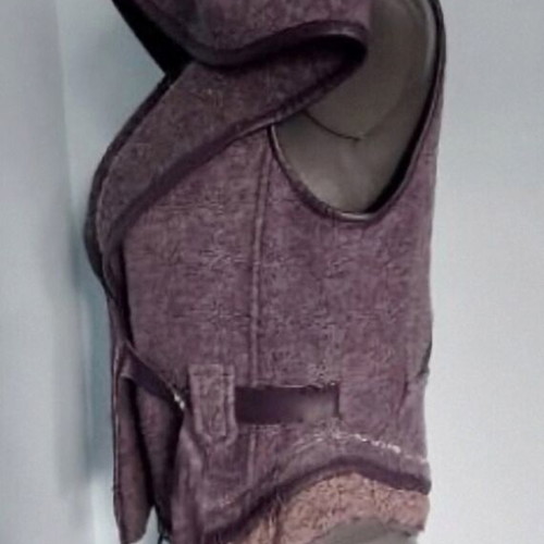 Culture designer bustier vest with hood, leather and pressed wool