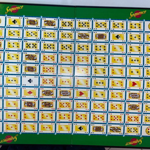 Sequence board game used with missing pieces