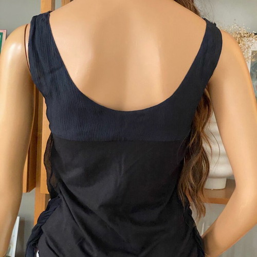 Toi&Moi blouse with sequins silk like new, black, size S
