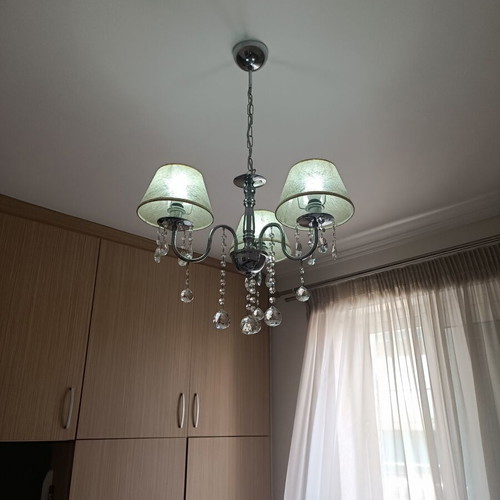 Three-light chandelier with crystals like new