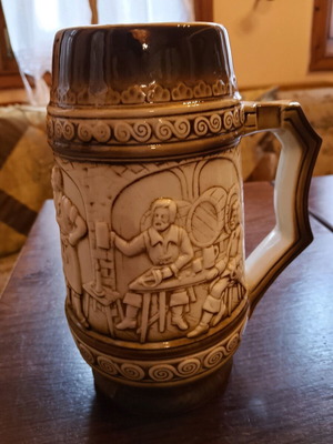 Sitzendorf Porcelain Beer Mug used, collectible 1L