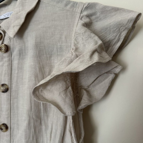 Desiree long linen dress like new, beige, maxi length with buttons