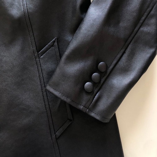 Outerwear jacket used, black faux leather, size 42 small, slim fit