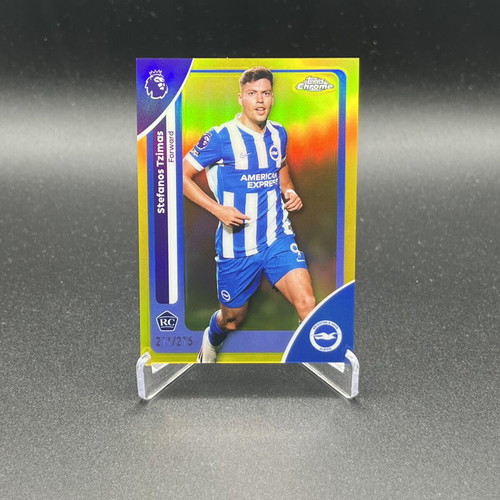 2025-26 Topps Chrome EPL Stefanos Tzimas RC Yellow Refractor new