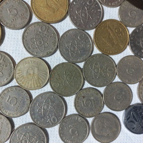 Collection of coins used, 45+ drachma pieces from 70s to 90s