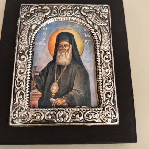 Christian icons used, set of 6 Greek small to medium size (1970-1990)