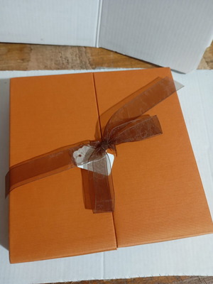 Jewelry gift box new, brown and orange