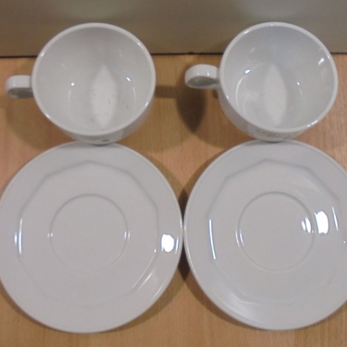 Jacobs coffee two promotional porcelain cups for cappuccino or chocolate like new with saucers