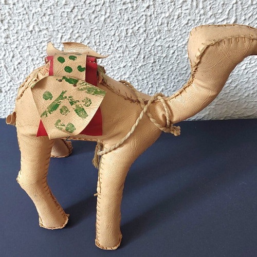 Vintage handmade leather camel figurine