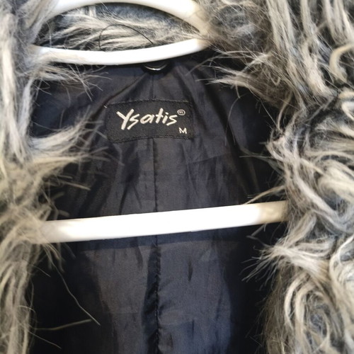 Ysatis Black Winter Jacket with Faux Fur Collar Size M Like New