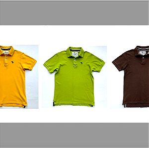 3 x ABERCROMBIE Παιδικές Μπλούζες Polo:  Κίτρινη+Πράσινη+ Καφέ  - Size L