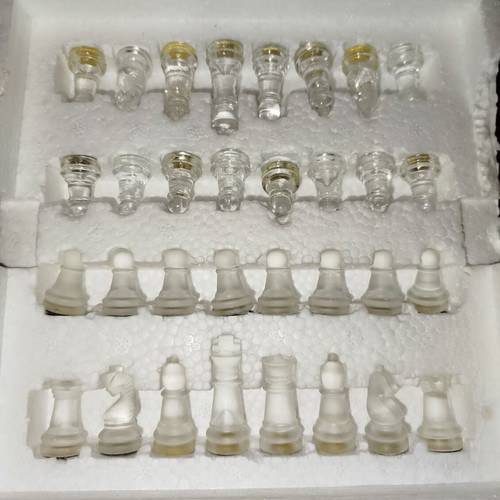 Johnnie Walker collectible glass chess set used, first edition