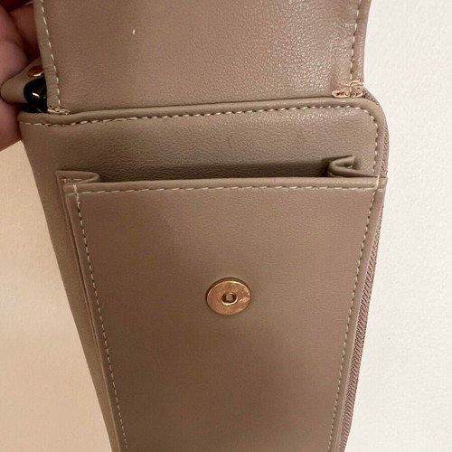Pearl Angelli crossbody wallet bag used, beige, with compartments