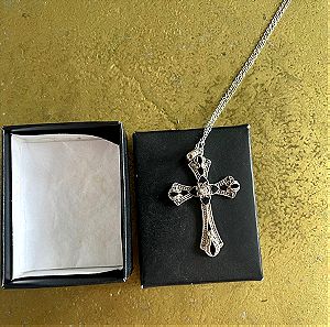 Σταυρός μεγάλος σε ασημί απόχρωση - faux bijoux