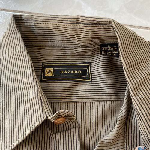 Hazard striped brown button-down shirt, size L