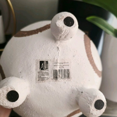Ceramic Iliadis planter new, modern minimal design, white with brown circles