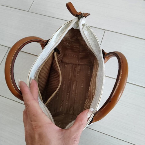 Vintage Thiros small handbag like new, white and brown details