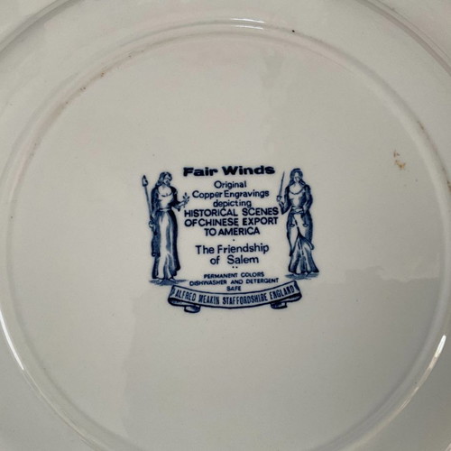 Alfred Maekin Staffordshire plate with sailing ships