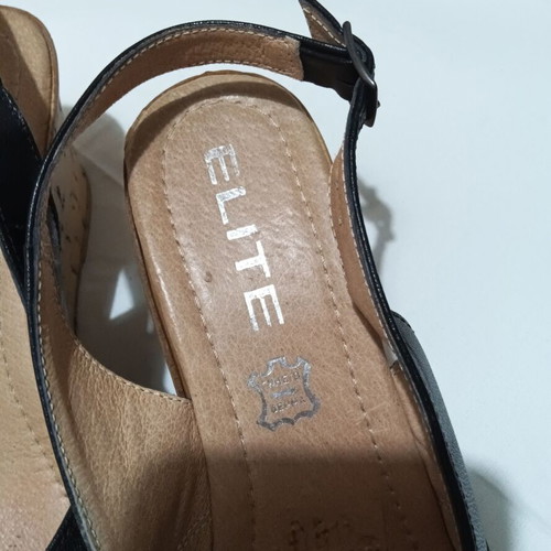 Elite black leather platform sandals like new, size 37