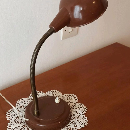 Vintage table desk lamp used, brown mid-century 1960