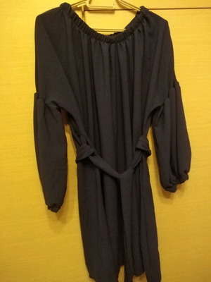 Dress used, blue with belt and unique sleeve
