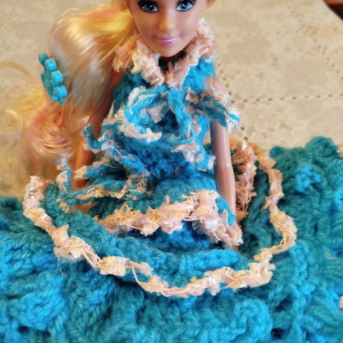 Doll with handmade dress and hat new