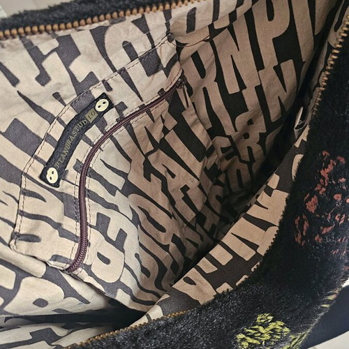 Pianurastudio large shoulder fabric bag like new, black and green