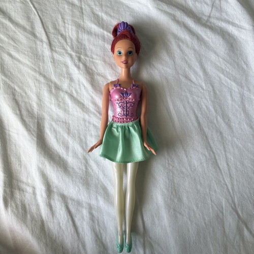 Mattel Disney Ballerina Princess Ariel Doll with Blue Teal Tutu and Pink Top